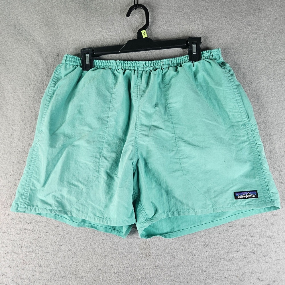 Patagonia Mens Swim Trunks LArge Blue Mesh Lined Elastic Waist USA Made Stained